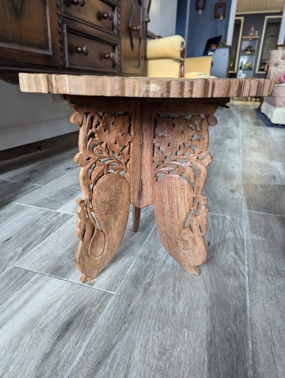 Indian Carved Folding Side Table - Image 2
