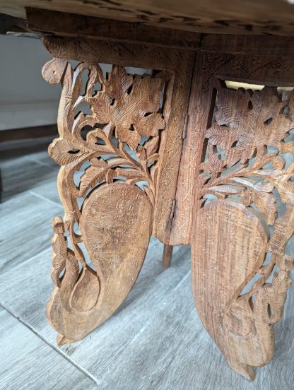 Indian Carved Folding Side Table - Image 4