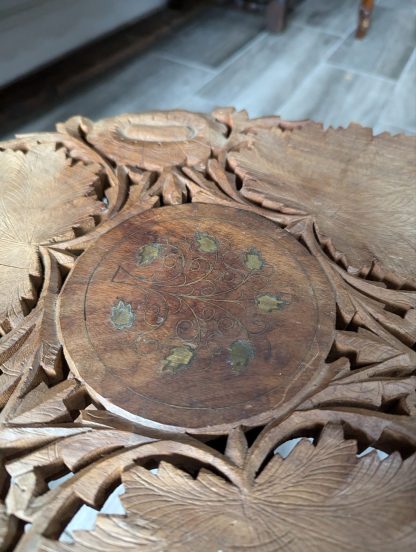 Indian Carved Folding Side Table - Image 6