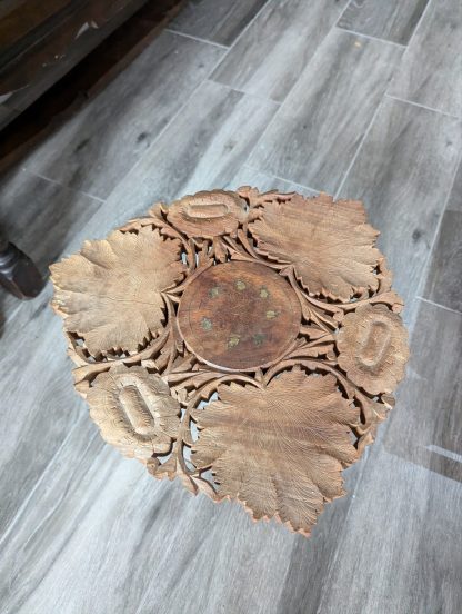 Indian Carved Folding Side Table - Image 5