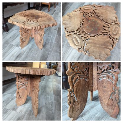 Indian Carved Folding Side Table