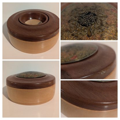Circular Wood & Brass Box