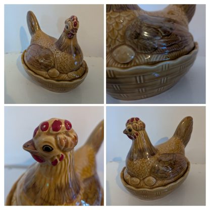 Glazed Ceramic Chicken Egg Basket