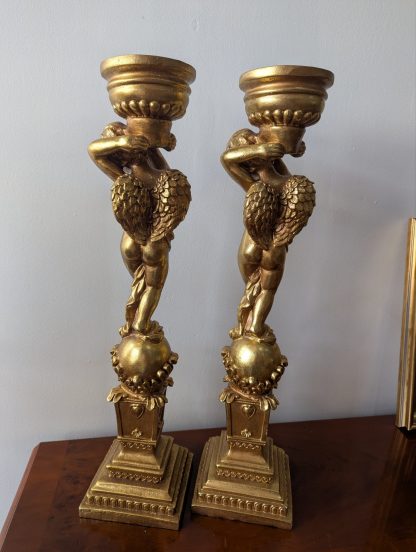 Gilt Cherub Candlesticks (Pair) - Image 3