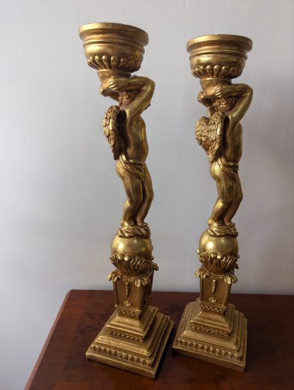 Gilt Cherub Candlesticks (Pair) - Image 4