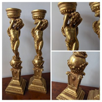 Gilt Cherub Candlesticks (Pair)