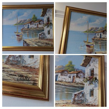 " Greek Coastal Scene" Signed Castor