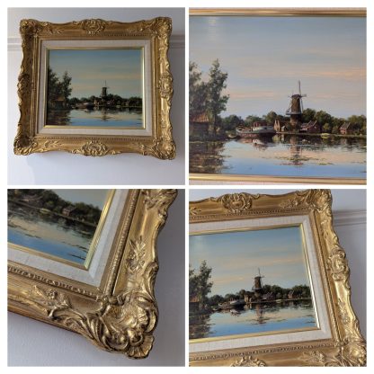 "Windmill"  Oil on Board Gilt Frame