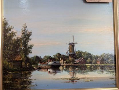 "Windmill"  Oil on Board Gilt Frame - Image 3