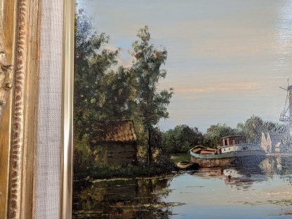 "Windmill"  Oil on Board Gilt Frame - Image 4