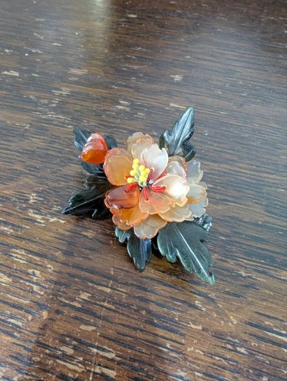 Chinese Jade and Carnelian Brooch - Image 3