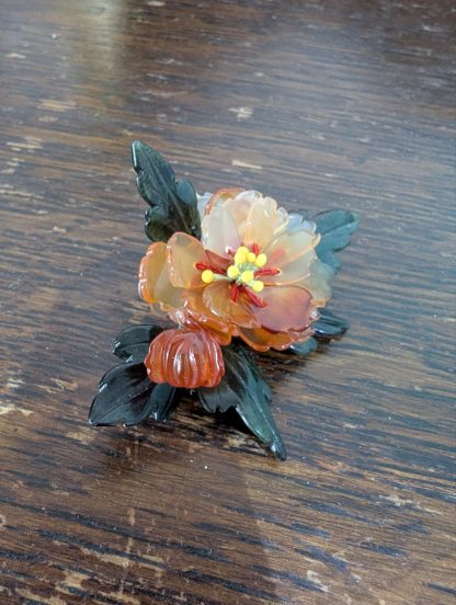 Chinese Jade and Carnelian Brooch - Image 5
