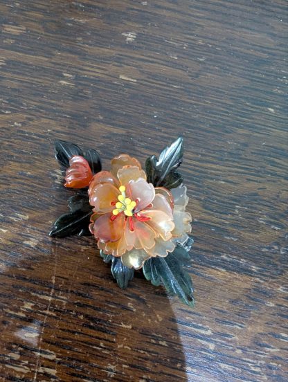 Chinese Jade and Carnelian Brooch - Image 4