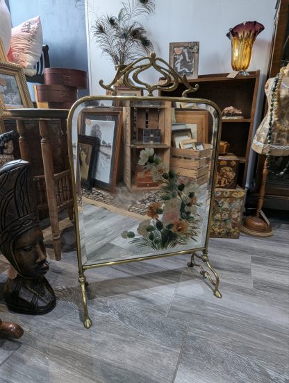 Brass & Mirrored Fire Screen - Image 3