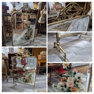 Brass & Mirrored Fire Screen
