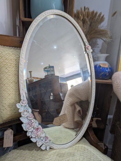Oval Floral Framed Mirror - Image 2