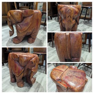 Stained Wooden Elephant Table