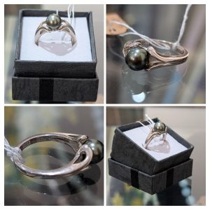Sterling Silver Black Pearl Ring