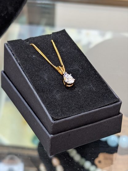 Gold Plated on Sterling Silver CZ Pendant and Chain - Image 2