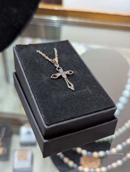 Sterling Silver Marcasite Cross Chain and Pendent - Image 2