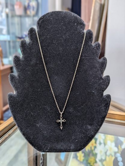 Sterling Silver Marcasite Cross Chain and Pendent - Image 3