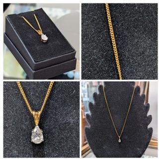 Gold Plated on Sterling Silver CZ Pendant and Chain