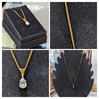 Gold Plated on Sterling Silver CZ Pendant and Chain