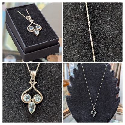 Sterling Silver Topaz Pendant and Chain