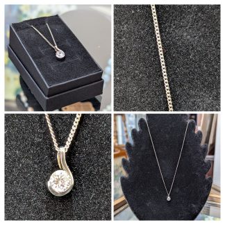 Sterling Silver CZ Pendant and Chain