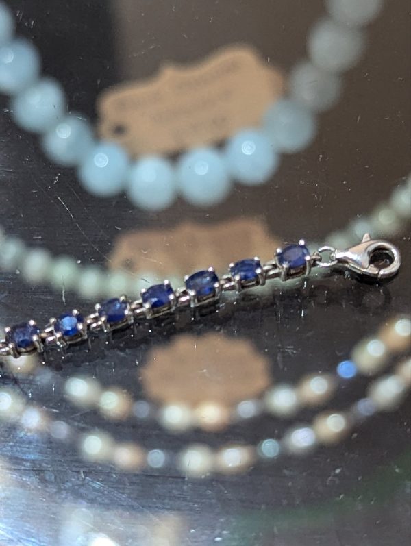 Sterling Silver and Blue CZ Bracelet - Image 5