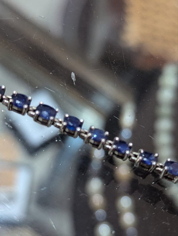 Sterling Silver and Blue CZ Bracelet - Image 4
