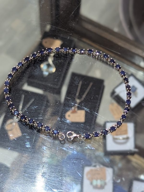 Sterling Silver and Blue CZ Bracelet - Image 3