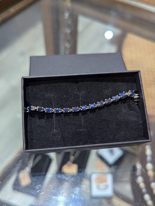 Sterling Silver and Blue CZ Bracelet - Image 2