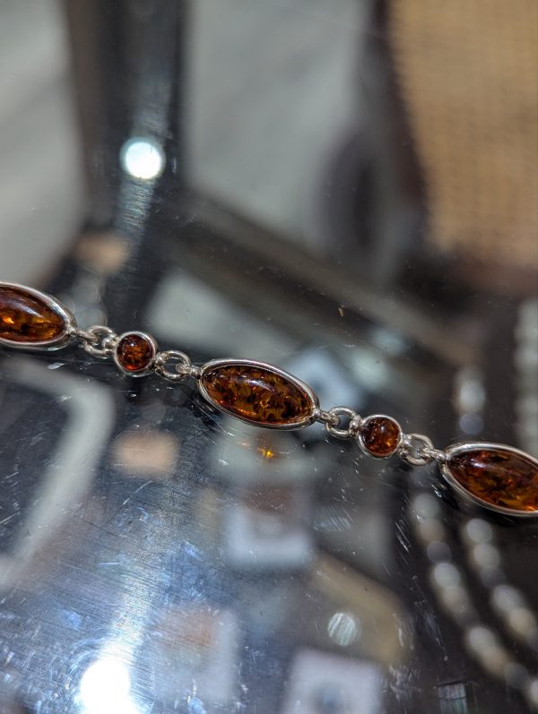 Sterling Silver and Amber Bracelet - Image 5
