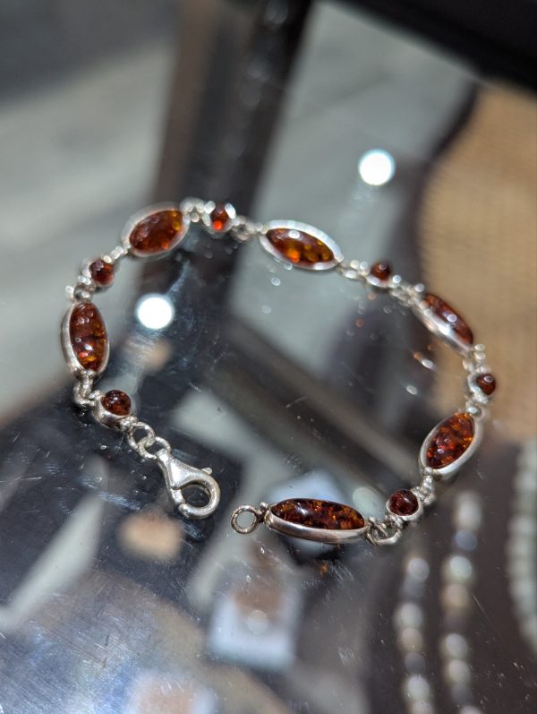Sterling Silver and Amber Bracelet - Image 2