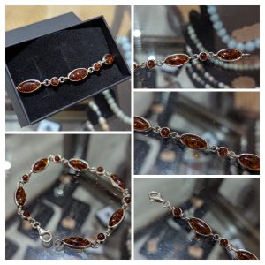 Sterling Silver and Amber Bracelet