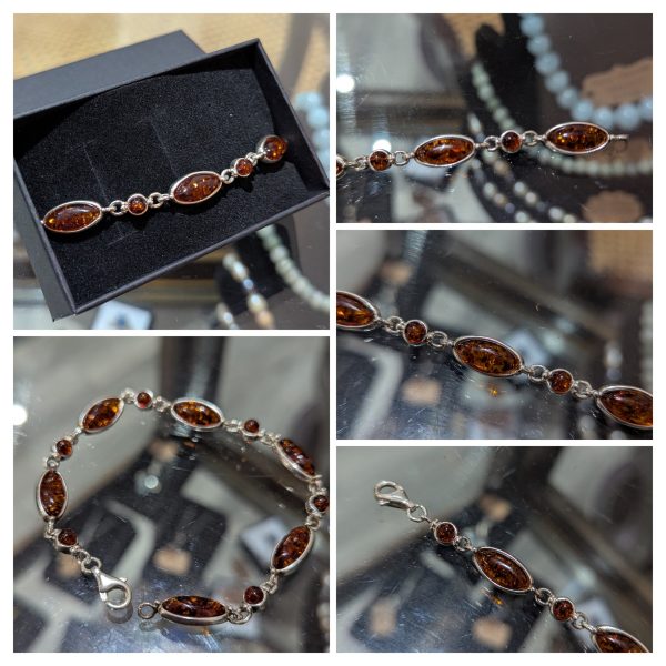 Sterling Silver and Amber Bracelet